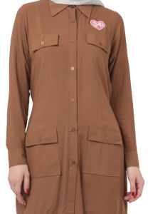 Java Seven ISL 216 - Pakaian Atasan Casual Jersey Wanita Warna Coklat