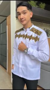 Baju Kemeja Koko Gus Azmi Pria Lengan Panjang Polos Terbaru Motif Bordir M L XL XXL