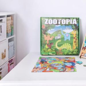 Wooden Animals Matching Puzzle Irregular 3D Animals Pairing Game Three Difficulty Levels of Parent Child Interactive Puzzles