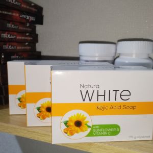 Natura White Kojic acid Soap with Sunflower & Vitamin C 135g for Brighter Smoother and Younger Skin