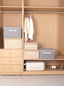 Large Capacity Foldable Storage Box With Cover Cotton Linen Washable Clothes Organizer Baju Kotak Wardrobe Organizer