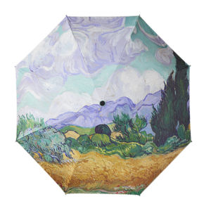 UV Protection Sunshade Umbrella Black Glue Three Fold Sunny Rain Dual Use Womens Van Gogh Sunflower Umbrella Home Daily Use