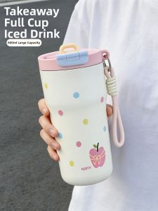 YOULUNMEI | Stylish Insulated Straw Water Bottle Large Capacity Stainless
