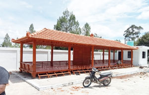 Gazebo taman 3m x 14m kayu mahoni