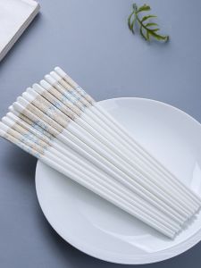 Luxury Ceramic Chopsticks Heat Resistant Anti Slip Mildew Proof White Bone China Home Use Dining Table Utensils Traditional Chinese Tableware