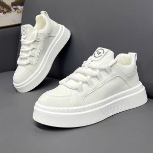 Paul 2025 Spring Mens Breathable Sports Shoes Thick Bottom Casual Leisure Shoes Leather Splicing Stitching Korean Style round Toe