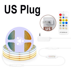 Dimmable 24V CCT COB LED Strip Lights 8mm 576LEDs/M Flexible LED Tape Ribbon for Room Decor 3000K 4000K 6000K 2M 5M 10M -EU Plug