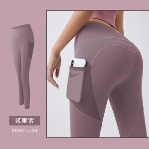 High-Waist Yoga Pants Womens Gym Workout Running Shorts Pocket Sports Fitness Quick-Dry Breathable Nylon Tight Leggings