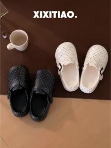 XIXITIAO | Dép Xỏ Ngón Hoa Văn Chấm Bi Đế Dày Chống Trượt Chống Nước Mùa Hè