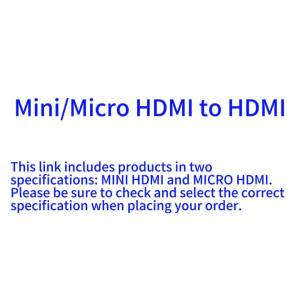 4K Mini/Micro HDMI to HDMI Cable Braided HDMI-compatible 4K 60Hz 2K 120Hz Bi-Directional 2.0 Cord 18Gbps for Camera Monitor