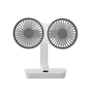 Home Taste 4000mAh Rechargeable Battery Table Fan with LED Light Dual Head Rotatable Wall Mounted Fan 4 Gear Wind Auto Shaking Head
