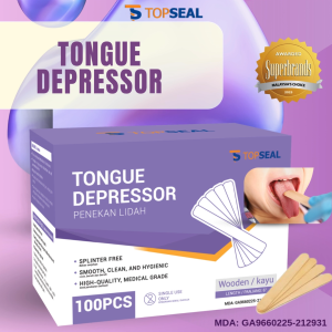TopSeal Tongue Depressor 100PCS Smooth Clean Hygienic Splinter Free High Quality Medical Grade Wooden Single Use