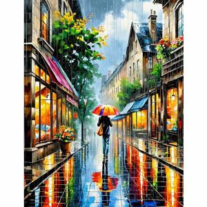 KAYOU | Adults Paint By Number The Street After The Rain Drawing on Canvas HandPainted Art DIY Pictures By Numbers Kit Home Decor