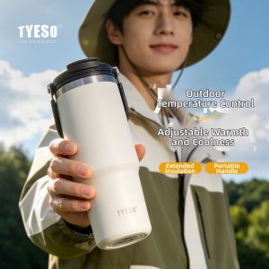 TYESO | Stainless Steel Large Capacity Portable Attractive Straw Thermos Cup