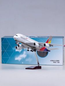 Máy Bay Mô Hình Airbus A380 Của Hãng Hàng Không Asiana Tỷ Lệ 46CM Có Bánh Xe & Đèn Nhựa Tĩnh Đồ Chơi Máy Bay Quà Tặng Cho Bạn Trai