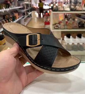 Max2 Women’s PU Wedge Sandals | 6.5cm Heel | Stylish Cross Straps with Buckle | Comfortable & Durable Design