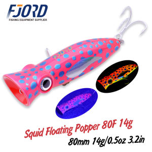 FJORD 80mm 14g Popper Glow Fishing Lure Swimbait Floating Hard Bait for Pike Bass Sea Saltwater Surface Walker Fishing Supplies