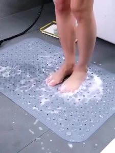 PVC Bathroom Mat Shower Pad 36x71cm Waterproof Massage Foot Mat with Suction Cups Non-slip Mat