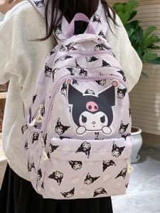 Lightweight Portable School Bag for Girls Primary And Junior High School Students Cartoon Print Nylon Backpack Large Capacity