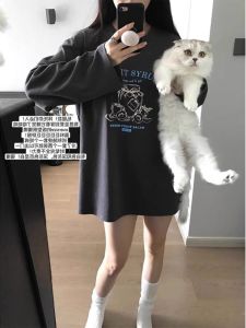 Loose Fit round Neck Long Sleeve T-Shirt Womens Korean Style Lazy Print Overhead Top Casual Spring Autumn New Arrival
