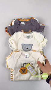PAYI BABY-4PCS Lion Design Baby Boys Onesies Soft Cotton Jumpsuit Short Sleeve Romper Infant Bodysuits