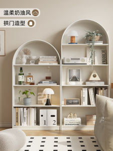French Cream Style Solid Wood Paint Bookshelf Bookcase Wall Display Cabinet White Floor Shelf Showcase Hand Office