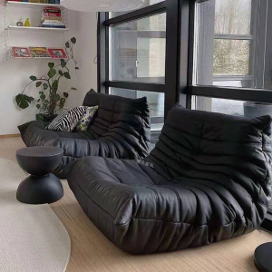 Scandinavian Internet Celebrity Togo Caterpillar Bean Bag Sofa Black Cowhide Small Apartment Living Room Bedroom Casual Single Recliner