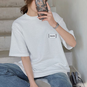 เสื้อยืดแขนสั้นหลวมๆ สีขาว ทรงหลวมๆ สำหรับผู้หญิง ทรงหลวมๆ ทรงหลวมๆ สำหรับใส่ในช่วงฤดูร้อน สไตล์เกาหลี แขนสั้น ทรงหลวมๆ