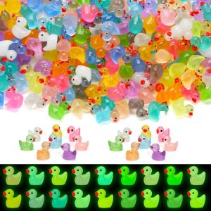 30Pcs Luminous Duck Toy Glow In The Dark Miniature Resin Duck Figurines DIY Micro Fairy Garden Moss Landscape Home Plant Decor