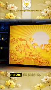 Đèn Hào Quang Trúc Chỉ In Ngang Nhiều Mẫu Hoa Sen Trang Trí Phòng Thờ Bàn Thờ Treo Tường CTC-TN-02