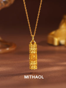 New Chinese Style Womens Necklace Gold Dragon Column Pendant S925 Silver Plated 18K Gold Sweater Chain out Fashion Jewelry