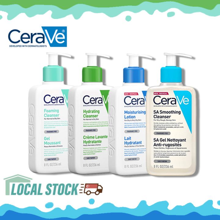 CeraVe Foaming Cleanser / Hydrating Cleanser / SA Smoothing Cleanser ...