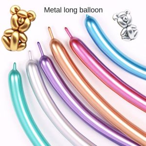 10/20pcs Magic Glossy Metal Latex Balloons Long Shape Thick Chrome Metallic Colors Air Balls Globos Birthday Party Decorations