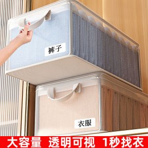 กล่องเก็บเสื้อผ้าใส กล่องจัดระเบียบแบบญี่ปุ่น ชั้นวางเสื้อผ้าแบบพับได้ กล่องใส่เสื้อผ้าสำหรับใช้ในบ้าน กล่องใส่กางเกง