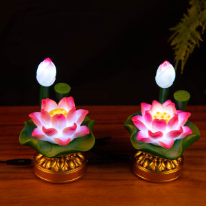 Plug-in Battery Dual-Use Buddha Lamp Led Lotus Lamp Buddha Worshiping Lamp Buddha Lamp Household Seven Color Color Changing Lotus Lamp Ever-birght Lamp Pair