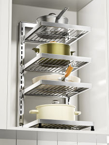 Adjustable Multi-Layer Kitchen Countertop Pot Holder 304 Stainless Steel Cabinet Sink under Storage Rack Modern Simple Style