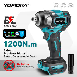 YOFIDRA 1200N.M Brushless Electric Impact Wrench 5 Gears 1/2" Rechargeable Car Screwdrivers Power Tools For Makita Battery Pin