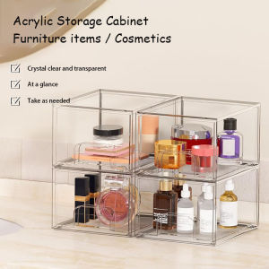 Transparent drawer storage box can be stacked and combined suitable for storing cosmetic