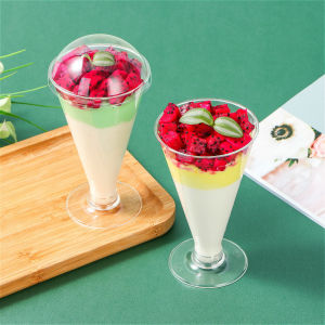 ชานมเค้ก 100 ชิ้น แก้วมูส แก้วขนม แก้วผลไม้ แก้วไอศกรีม แก้ว Tiramisu แก้วมูส แก้วเซอร์วิสพลาสติกแบบใช้แล้วทิ้ง