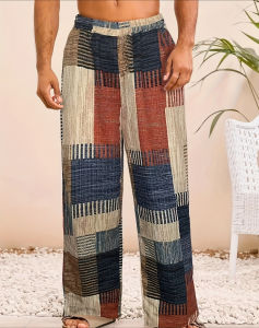 2026 Hot-selling Fashionable Summer Mens Outdoor Vacation Casual Loose Elastic 3D Printed Waist Straight Pants in Large Size
