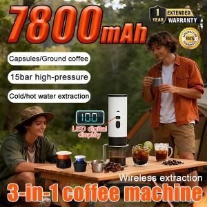 mesin kopi Seleked 3 in 1 portable capsule coffee machine American Italian espresso electric household small heating pump coffee machine Portable Espresso Machine Portable digital coffee machine Suitable for families outdoor activities and travel