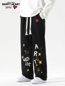 CHARLES JANGS HAPPY HEART | Hearts and Stars Decorative 2026 New Loose Straight Casual Pants