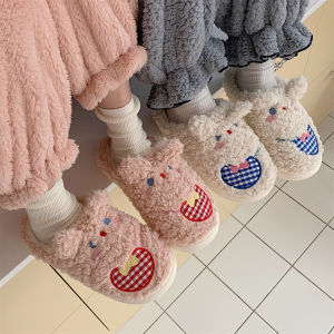 Thin Girls Heart Ins Cute Cartoon Cotton Slippers Female Winter Student Japanese Interior Home Plush Cotton-Padded Shoes