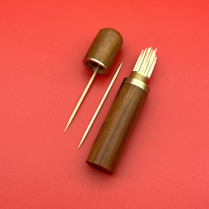 Portable Mini Travel Toothpick Holder Real Wood Stainless Steel Aluminum Alloy Storage Box Creative Home Organization Tools