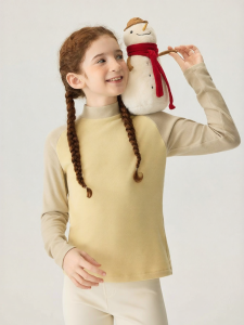 JOLLY BEAN | Girl Velvet Long Sleeve Tunic Contrast Color Block