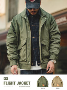 Maden Thickened Pilot Jacket Mens Warm Cotton Coat Turn-down Collar Military Green Workwear Retro American Style Winter Outerwear