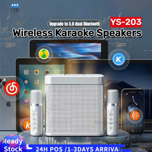 【Shipped From Penang】YS-203 Karaoke Speaker Wireless Bluetooth Speaker Portable Mini Karaoke Machine Supports /USB/Aux/TF with 2 Microphones