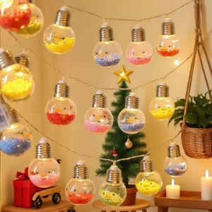 1PC 1.5M10LED Christmas Bulb Ball String Lights Smiling Christmas Tree Decorative Lamp Fairy Lights For Room Birthday Party