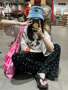 Loose Cotton Silk Pants Women Summer Anti-Mosquito Long Trousers Young People Outdoor Straight Leg Walking Pants Loose Feeling Black Wide Leg Pants