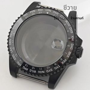 RICHUS NH35 สีดํา 40mm Sapphire Glass นาฬิกา GMT BEZEL Fit NH35 NH36 ETA2824 2836 DG2813 3804 Miyota82 PT5000 การเคลื่อนไหว